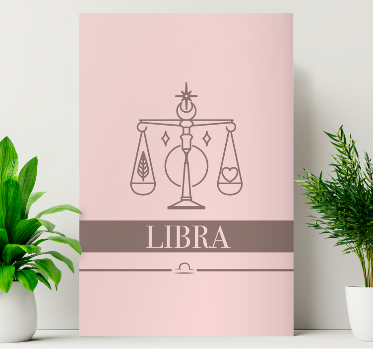 Libra pink zodiac sign canvas for living room - TenStickers
