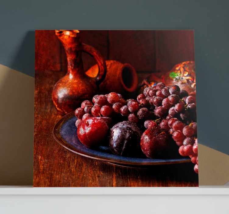 Luscious Grapes Plums fruit canvas wall art - TenStickers