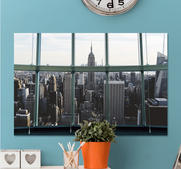 Manhattan views through window city canvas - TenStickers