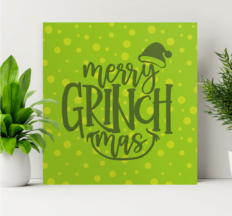 Merry grinchmas greeting quote canvas - TenStickers