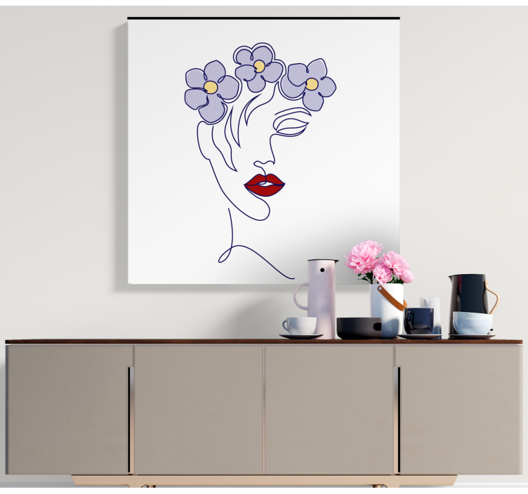 Modern abstract girl face bedroom wall prints - TenStickers