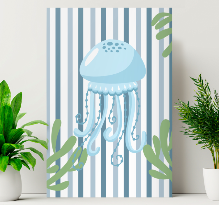 Modern canvas art stylish jellyfish illustration - TenStickers
