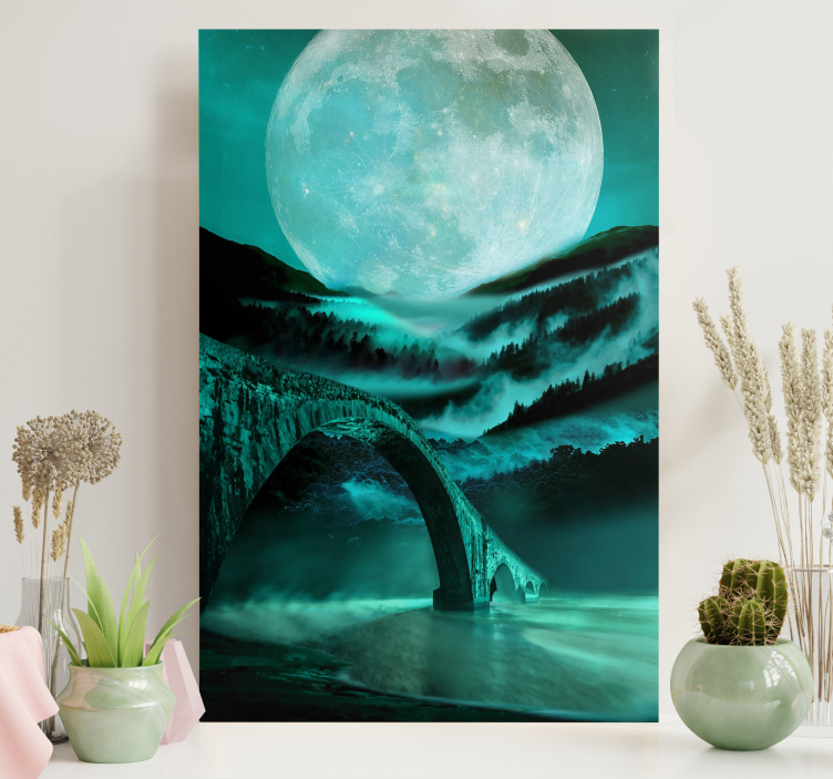 Moonlight river landscape canvas - TenStickers