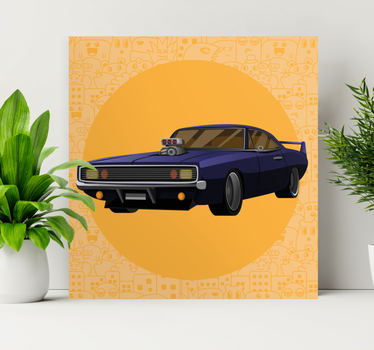 Muscle running car cartoon   modern canvas - TenStickers