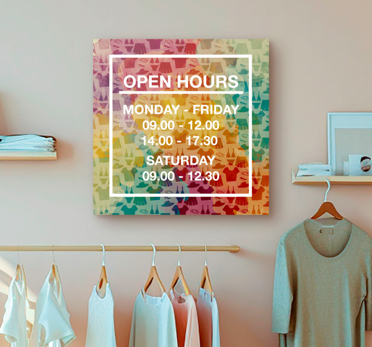 Opening hours" customized canvas print - TenStickers