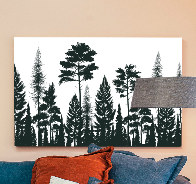 Pine trees silhouette Tree wall canvas - TenStickers