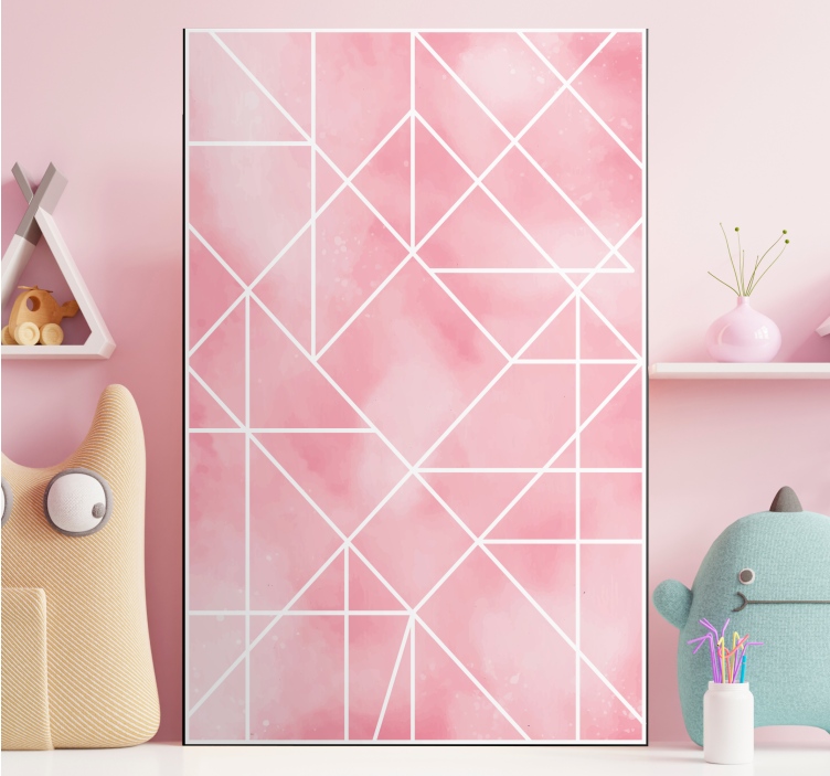 Pink triangles art pattern geometric canvas - TenStickers