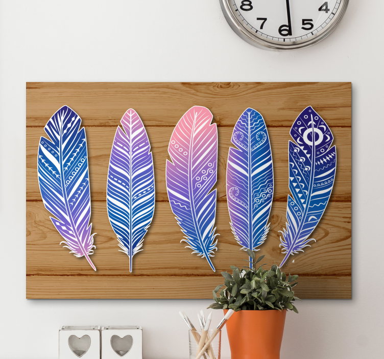 rainbow feather canvas wall art - TenStickers