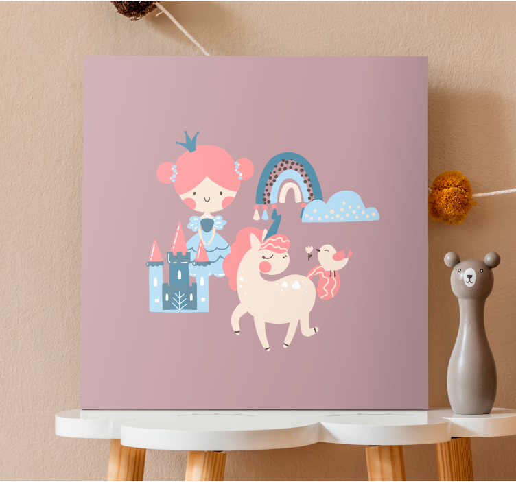 Princess unicorn fantasy cocktail canvas - TenStickers