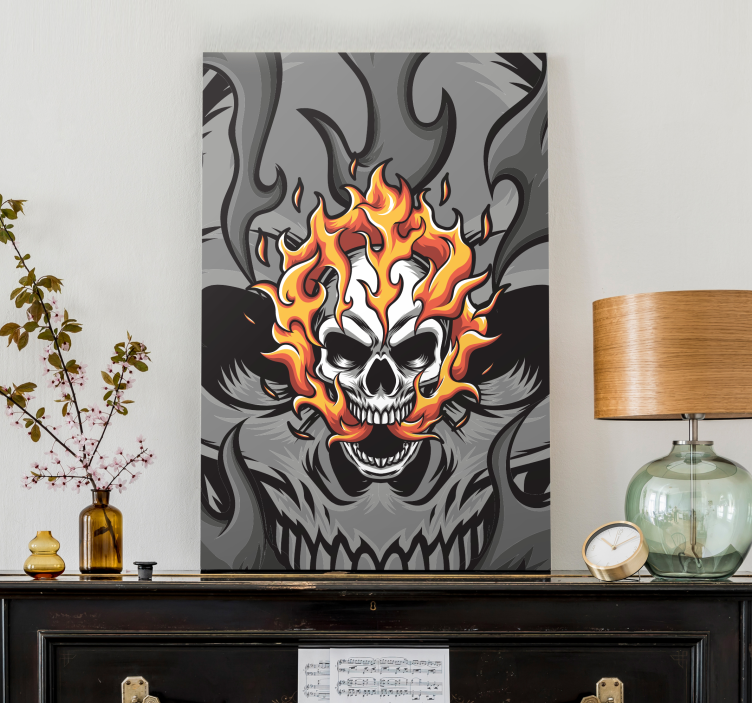 Quote canvas skull with flames - TenStickers
