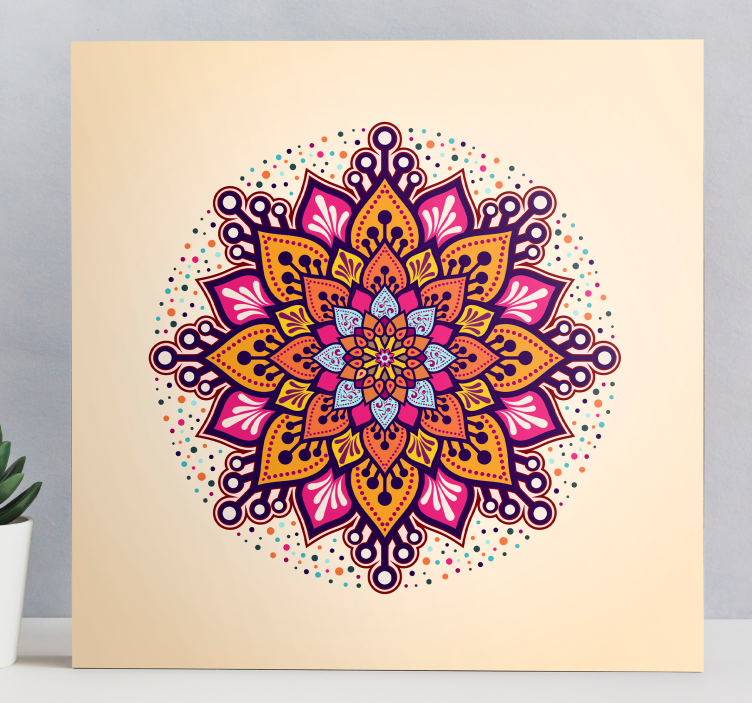 Rainbow beige mandala canvas wall art - TenStickers