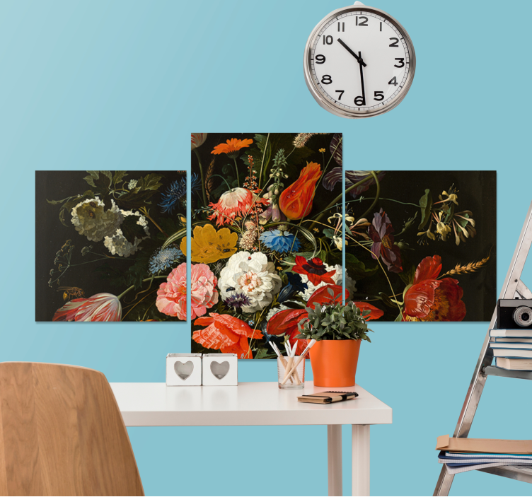Red blue and white flowers  canvas art prints - TenStickers