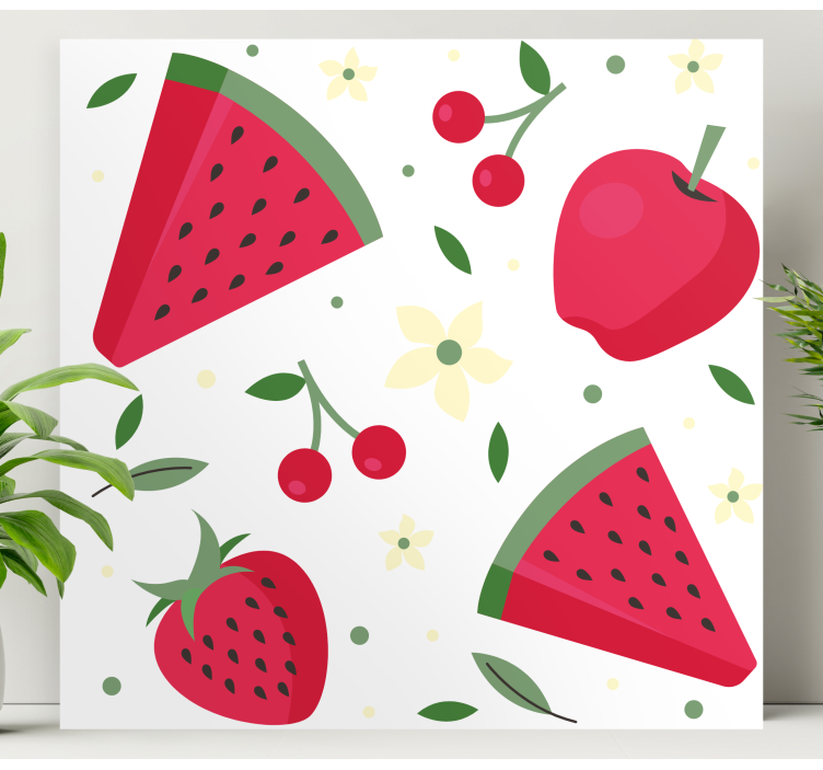 Red pattern of fruit canvas - TenStickers