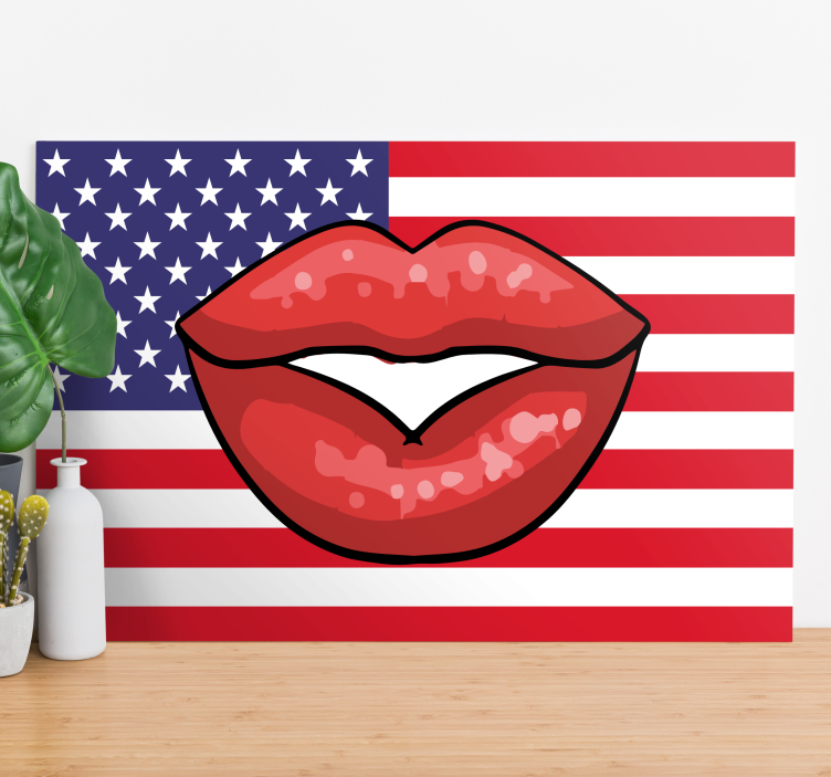 Retro canvas kiss on flag - TenStickers