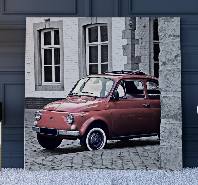 Retro canvas vintage crimson automobile - TenStickers