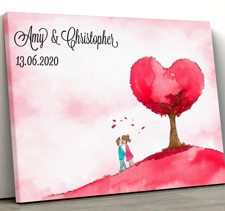 Rustic canvas wall art heart tree love - TenStickers