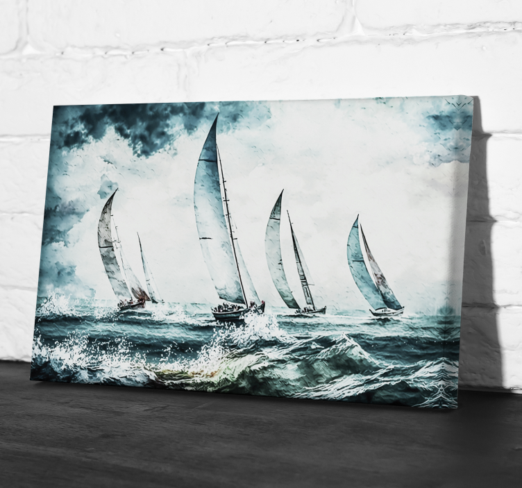 Sailboats painting dining room canvas art - TenStickers