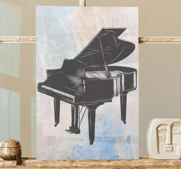 Shabby chic painting of a piano retro canvas - TenStickers