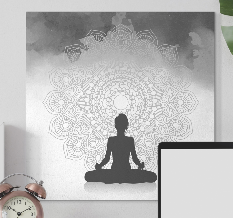 Silhouette meditation mandala canvas art - TenStickers