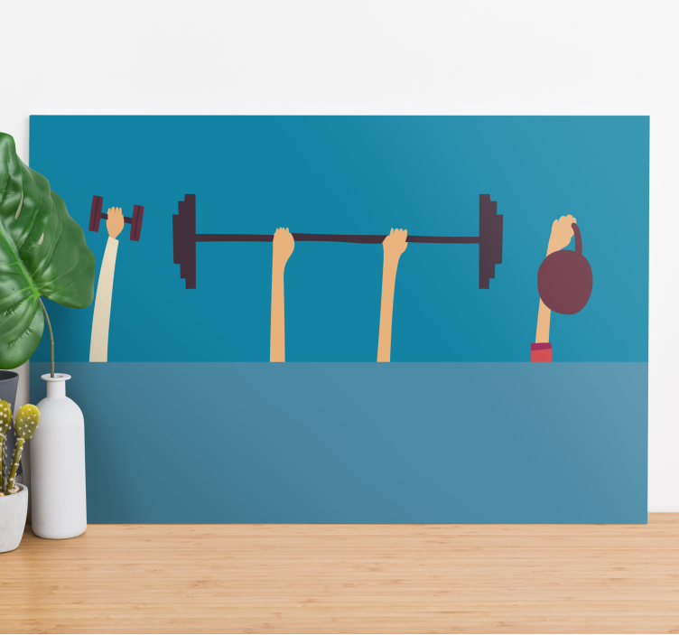 Sports canvas art fitness equipment hands - TenStickers