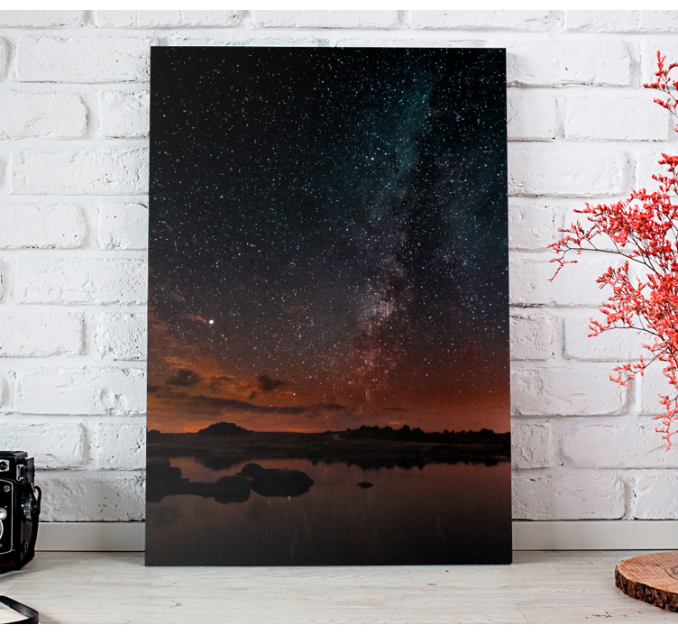 Starry night sky landscape canvas - TenStickers