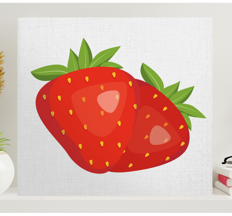 Strawberry pattern on bright background canvas - TenStickers