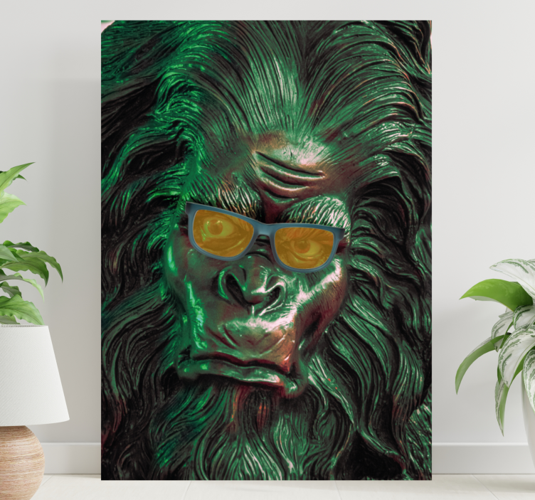 Stylish Gorilla Face feather canvas wall art - TenStickers