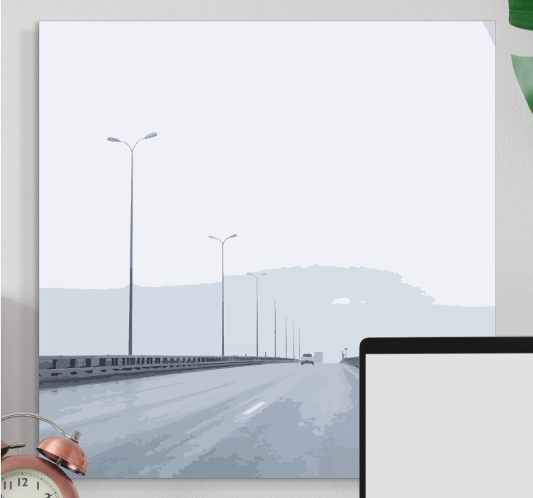 Thin diagonal bridge foggy view canvas prints - TenStickers