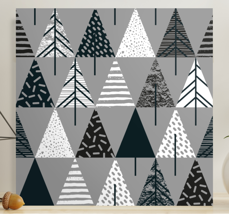 Tree canvas wall art stylized pine peaks - TenStickers