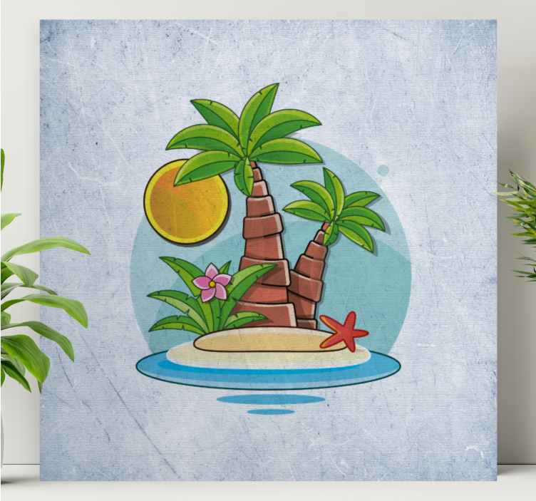 Tropical Island Scene Flowers  canvas - TenStickers