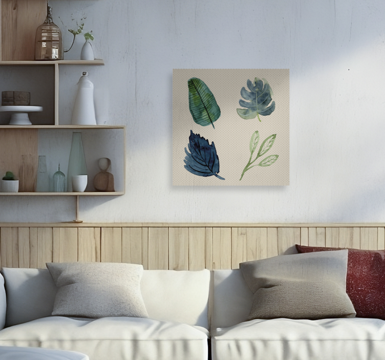 Tropical leaves living room wall art - TenStickers
