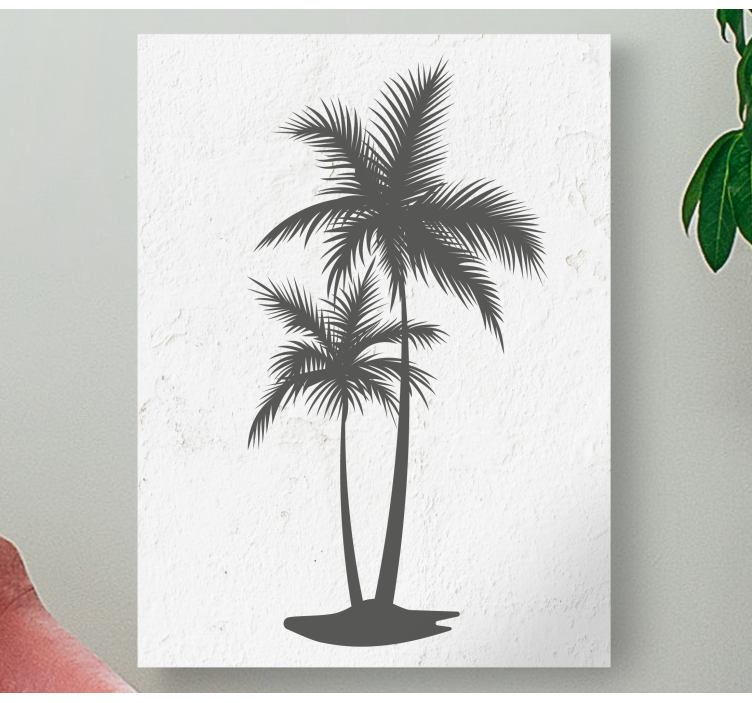 Two palm trees on a white background canvas - TenStickers