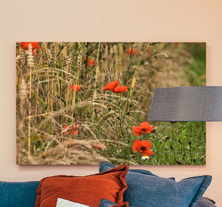 Vibrant poppy field Flowers  canvas - TenStickers