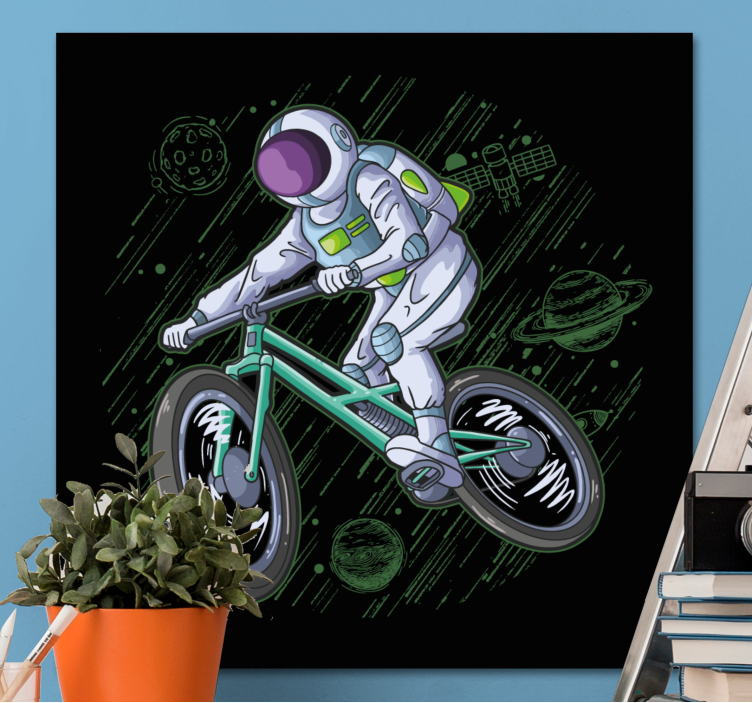 Video game canvas art astronaut on bicycle - TenStickers