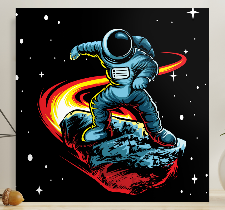 Video game canvas art astronaut surfing asteroid - TenStickers