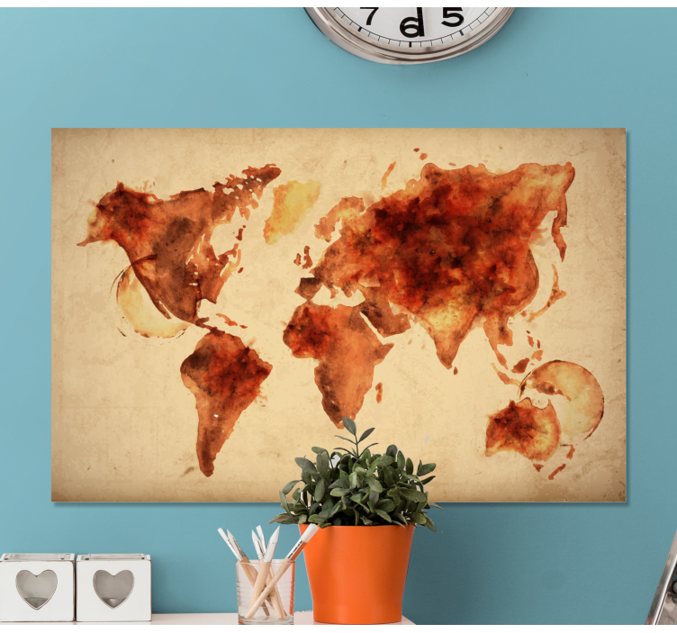 Watercolour  world map canvas - TenStickers