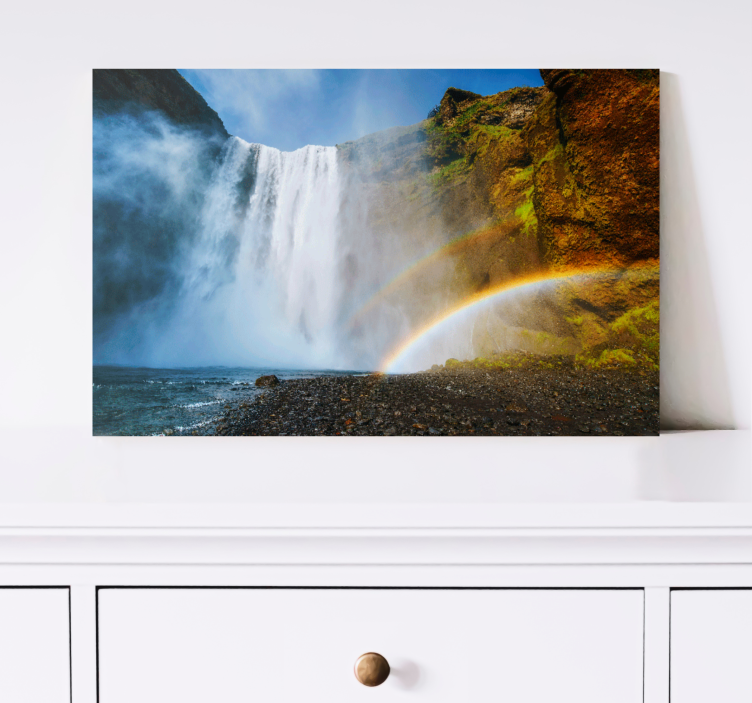 Waterfall with Rainbow landscape canvas - TenStickers