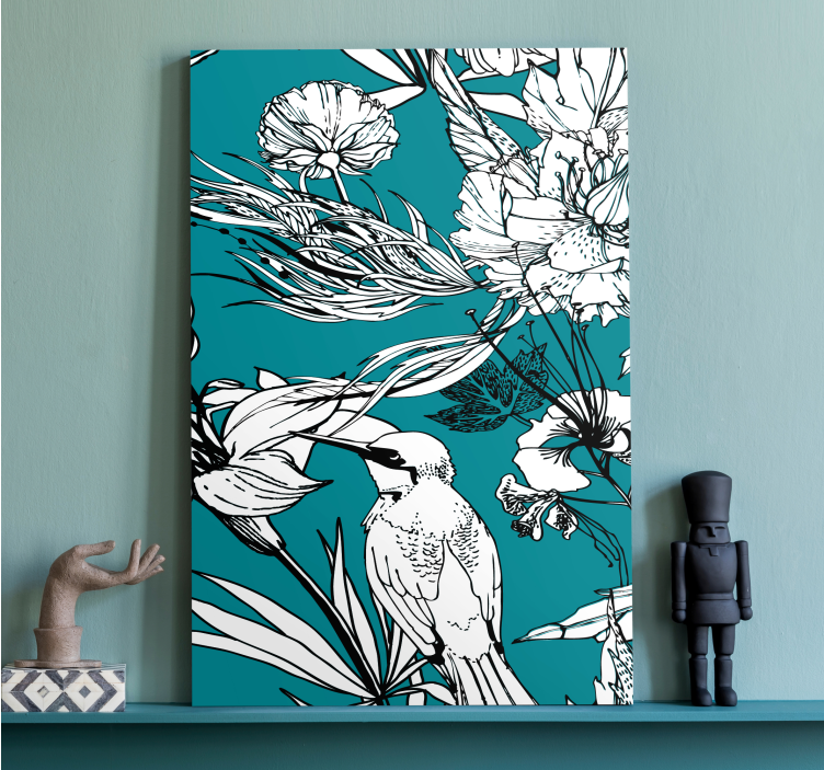 White wild birds elegant pattern bird canvas - TenStickers