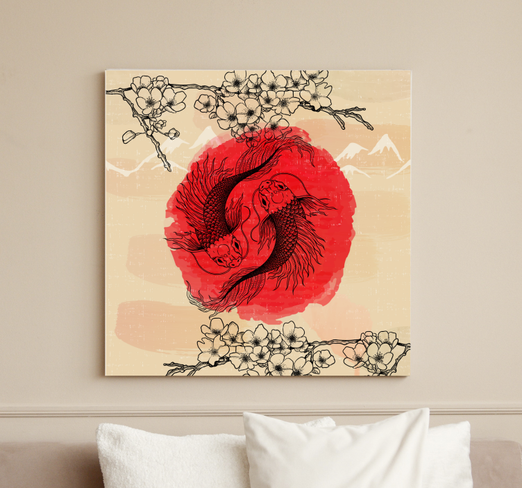 Ying Yang fishes fish canvas - TenStickers