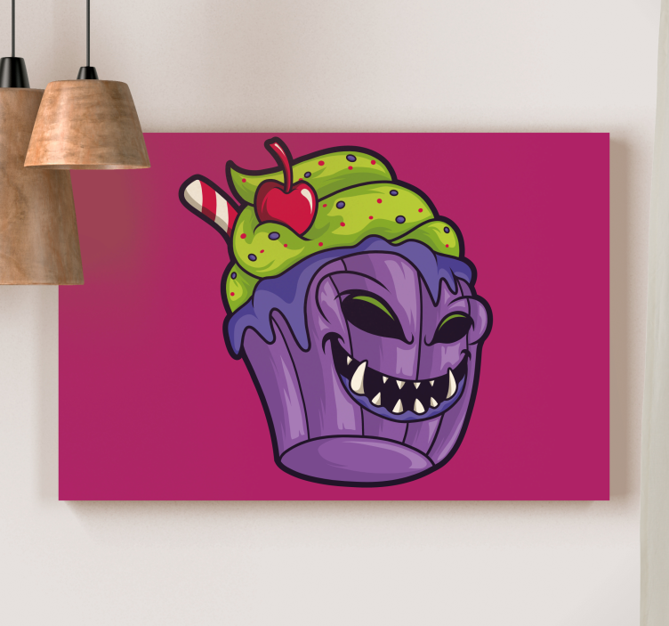 Zombie cupcake cartoon modern canvas - TenStickers