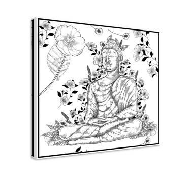 buda blanco y negro buddha wall canvas - TenStickers