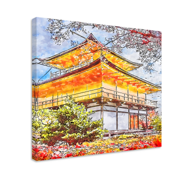 Japanese blooming trees City skyline prints - TenStickers