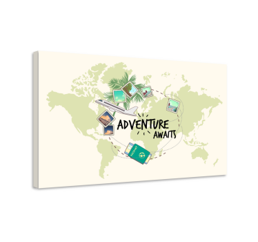 Adventure Awaits world map art canvas - TenStickers