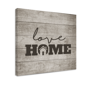 Love home on gray wooden plank wall art quote prints - TenStickers