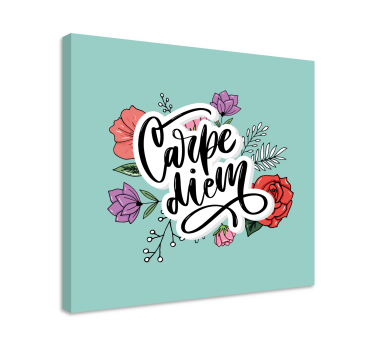 Carpe diem pink floral pattern inspirational canvas - TenStickers