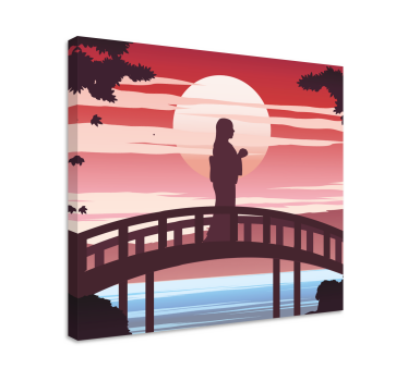 Sunset illustration canvas art - TenStickers