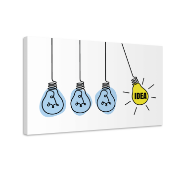 Light bulbs idea word inspirational canvas wall art - TenStickers