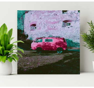 Abc canvas wall art vintage pink van - TenStickers
