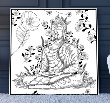 buda blanco y negro buddha wall canvas - TenStickers
