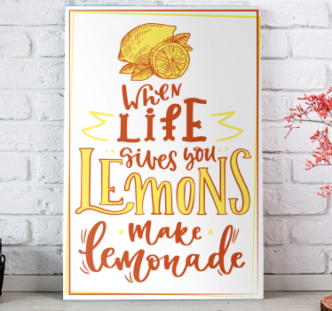 Lemon sketch quote fruit canvas art - TenStickers